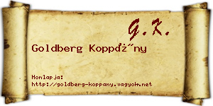Goldberg Koppány névjegykártya